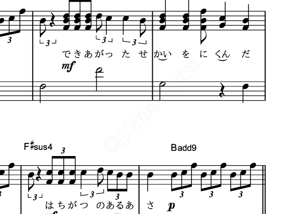 スパークル のピアノ楽譜 Radwimps